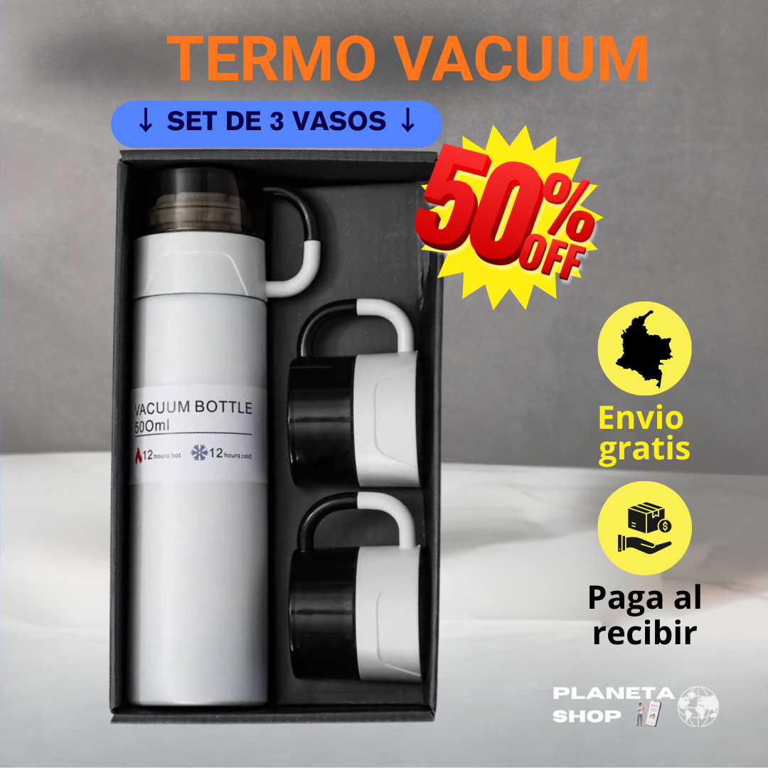 Termo Vacuum 500ml Mantén tu bebida caliente o fría hasta por 24 horas 🔥❄️