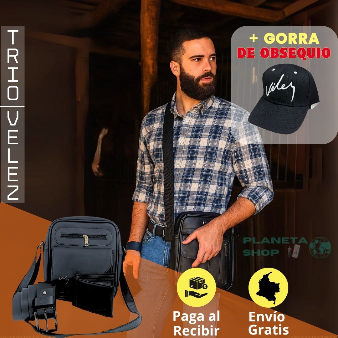 🥇 Carriel, Correa y Billetera + 🎁 Gorra de Obsequio