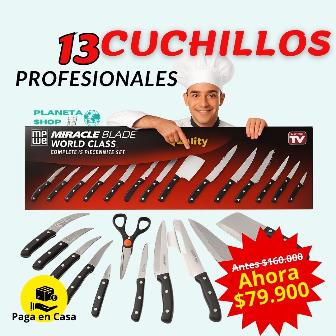 Set de 13 Cuchillos 🔪 Profesionales de 13 Piezas 👩🍳Transforma tu Cocina👨🍳