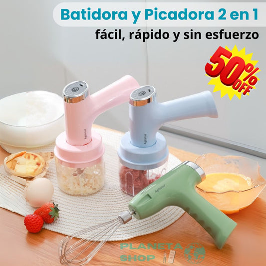 Batidora y Picadora 2 en 1: Cocina fácil, rápida y sin esfuerzo