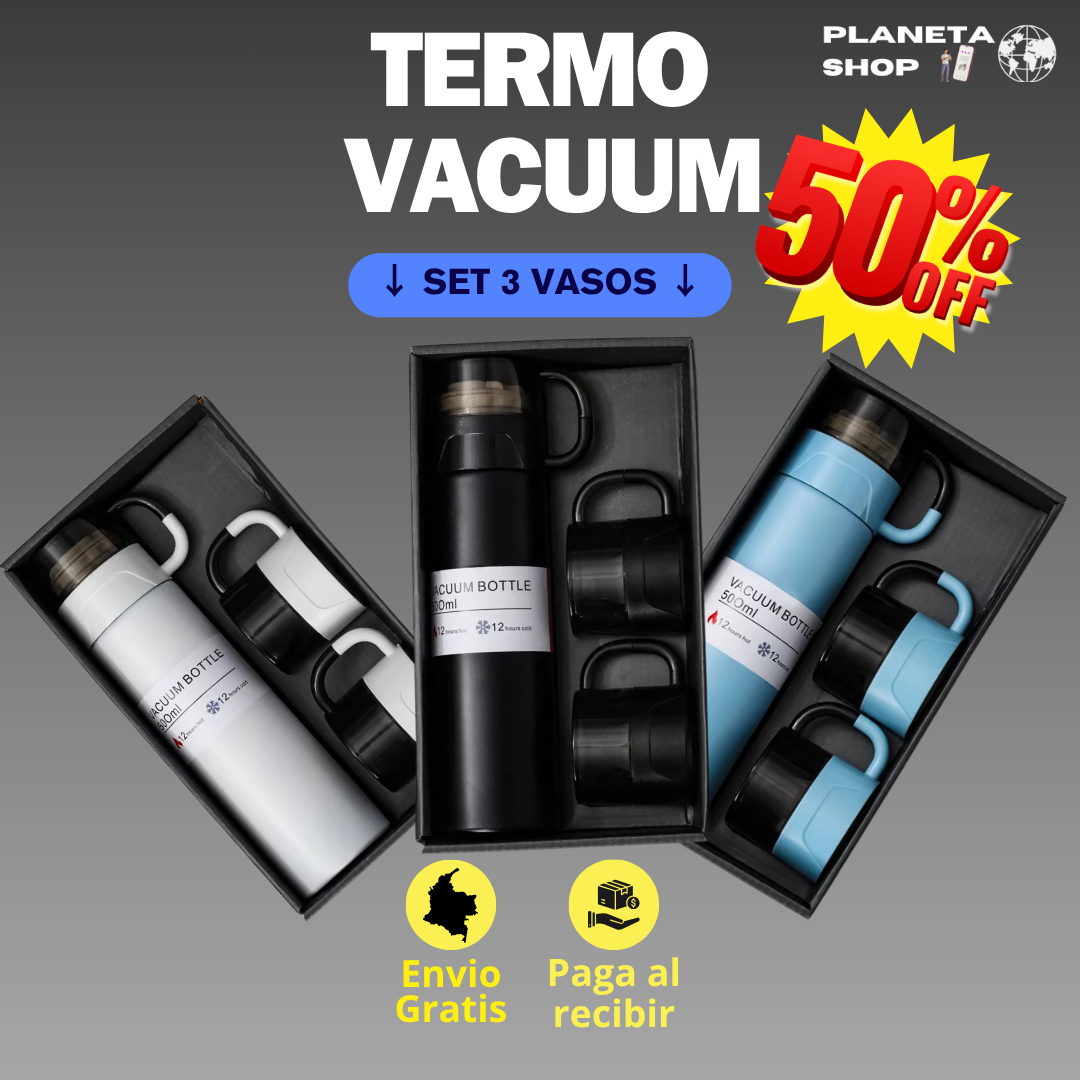 Termo Vacuum 500ml   Mantén tu bebida caliente o fría hasta por 24 horas 🔥❄️