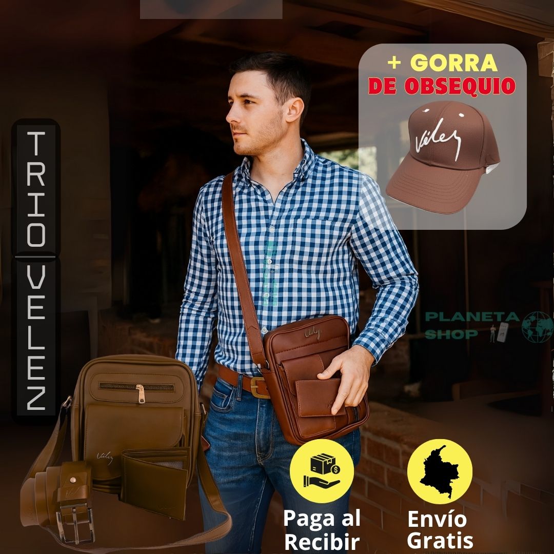 🥇 Carriel, Correa y Billetera + 🎁 Gorra de Obsequio